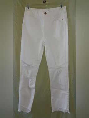 Frame Denim Le High Straight White Distressed Skinny Jeans